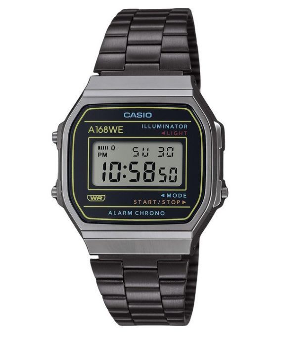 Casio Vintage Heritage farver rustfrit stål sort skive kvarts A168WEHB-1A unisex ur