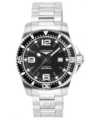 Longines HydroConquest Sunray Black med Super-LumiNova skive automatisk dykker L3.841.4.56.6 300M herreur