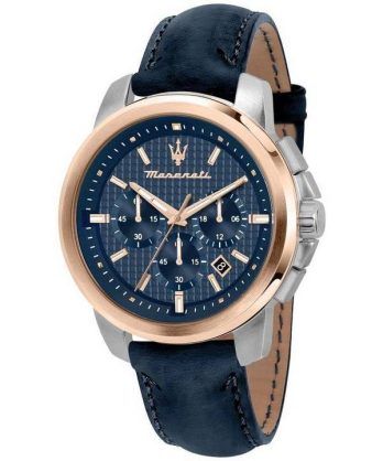 Maserati Successo Chronograph læderrem Blue Dial Quartz R8871621015 Herreur