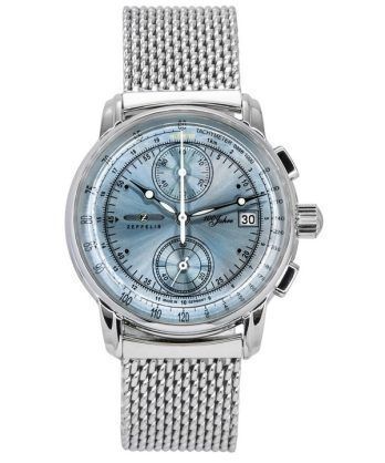 Zeppelin 100 Jahre Ed 1 Chronograph Ice Blue Dial Quartz 8670M4 herreur