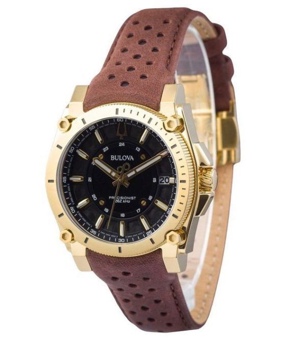 Bulova Icon Precisionist læderrem Black Dial Quartz 97B216 100M herreur