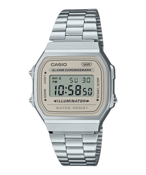 Casio Vintage Digital rustfrit stål armbånd Quartz A168WA-8 unisex ur