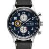 AVI-8 Hawker Hurricane Classic Chronograph Midnight Black Læderrem Blue Dial Quartz AV-4011-0I herreur