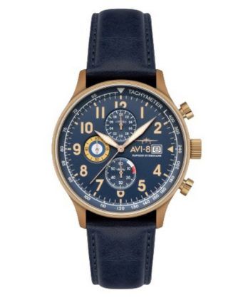 AVI-8 Hawker Hurricane Classic Chronograph Regent blå læderrem Blue Dial Quartz AV-4011-0Q herreur