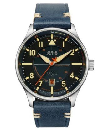 AVI-8 Hawker Hurricane Kent Automatisk Sussex Læderrem Blue Dial Automatisk AV-4094-02 Herreur