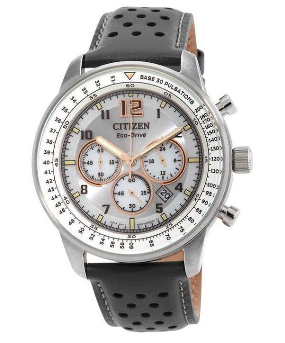 Citizen Chronograph læderrem Grå skive Eco-Drive CA4500-24H 100M herreur