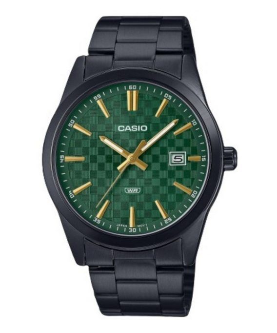 Casio Standard Analog Ion Belagt rustfrit stål Grøn skive Quartz MTP-VD03B-3A herreur