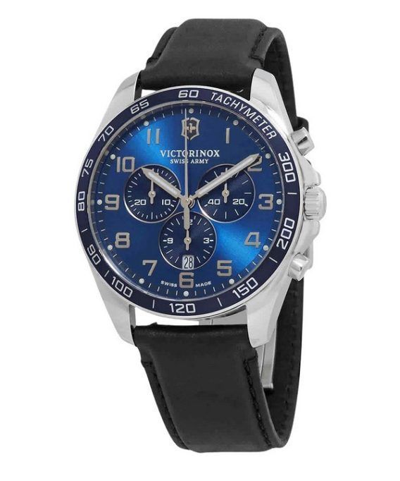 Victorinox Swiss Army Fieldforce Chronograph læderrem Blue Dial Quartz 241929 100M herreur