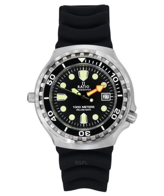 Ratio FreeDiver Version 02 Helium Safe 1000M Sapphire Quartz Black Dial 1038EF102V-BLK-V02 Herreur