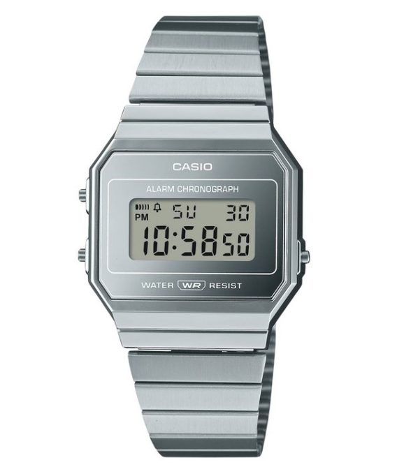 Casio Vintage Digital rustfrit stål Sølvskive Quartz A700WEV-7A unisex ur