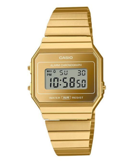 Casio Vintage digitalt guld rustfrit stål kvarts A700WEVG-9A unisex ur