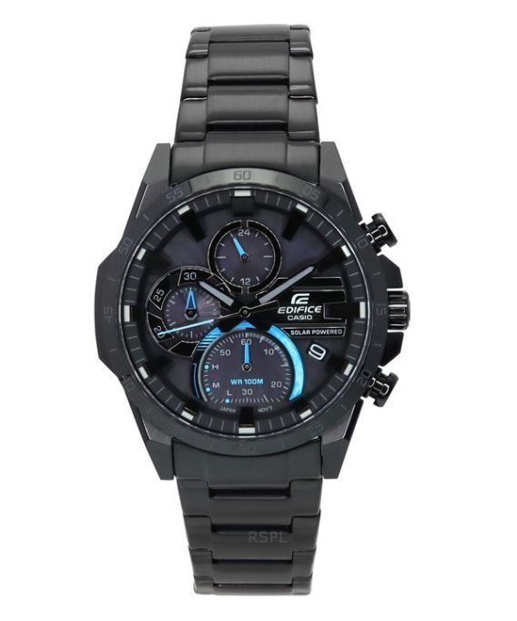 Casio Edifice Analog Chronograph Rustfrit Stål Sort Urskive Solar EQS-940DC-1B 100M herreur