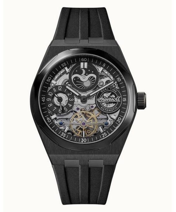 Ingersoll The Broadway Moonphase Dual Time Black Skeleton Dial Automatisk I12908 herreur