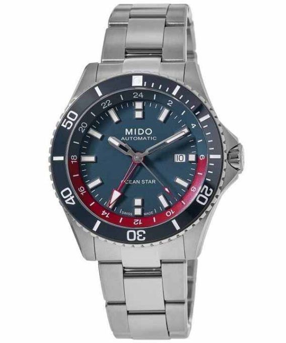 Mido Ocean Star GMT Special Edition Blue Dial Automatisk dykker M026.629.11.041.00 200M herreur med ekstra rem