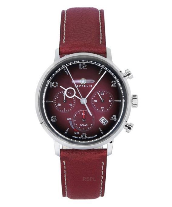 Zeppelin LZ129 Hindenburg Chronograph Vegansk læderrem Red Dial Solar 80862N herreur