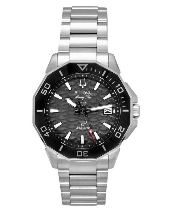 Bulova Marine Star Rustfrit Stål Sort Urskive Precisionist Quartz Diver&#39,s 96B434 200M herreur