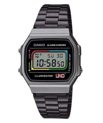 Casio Vintage Digital UNO Collaboration Model Rustfrit stål Armbånd Quartz A168WEUC-1A Unisex ur