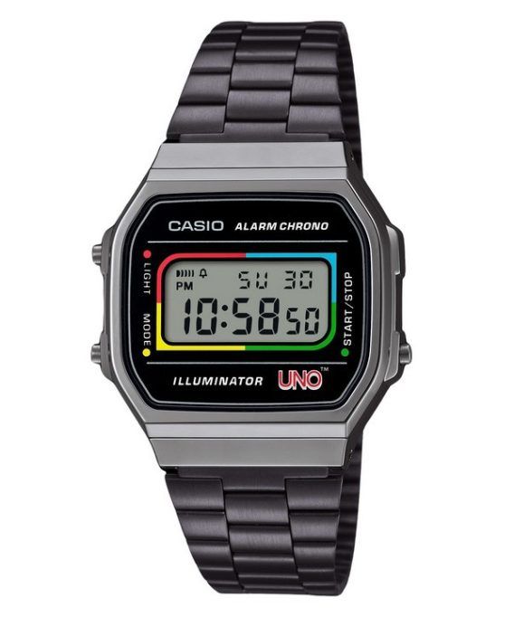 Casio Vintage Digital UNO Collaboration Model Rustfrit stål Armbånd Quartz A168WEUC-1A Unisex ur