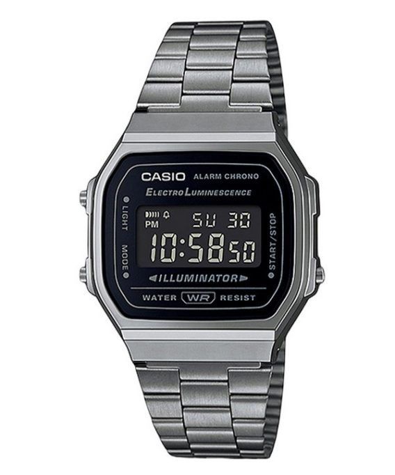 Casio Vintage Digital rustfrit stål armbånd Black Dial Quartz A168WGG-1B unisex ur