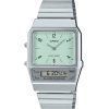 Casio Vintage Analog Digital Dual Time Rustfrit Stål Armbånd Grøn Urskive Quartz AQ-800E-3A Unisex Ur