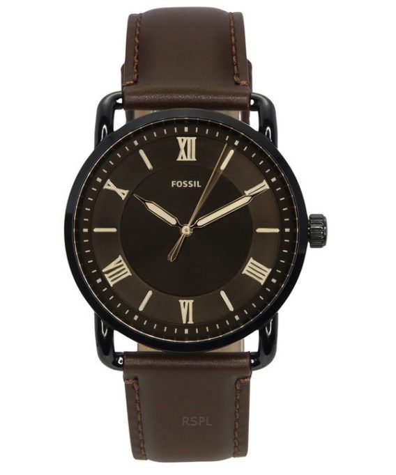 Fossil Copeland brun læderrem Black Dial Quartz FS5666 Herreur