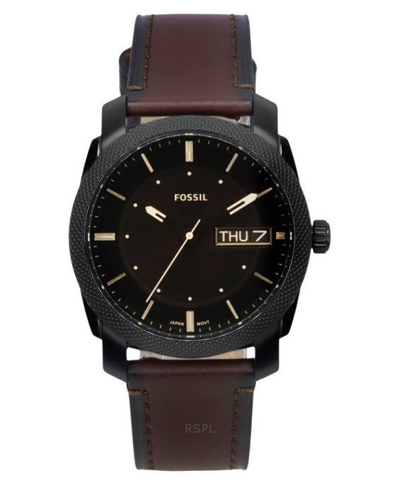 Fossil Machine Læderrem Brun Urskive Quartz FS5901 Herreur