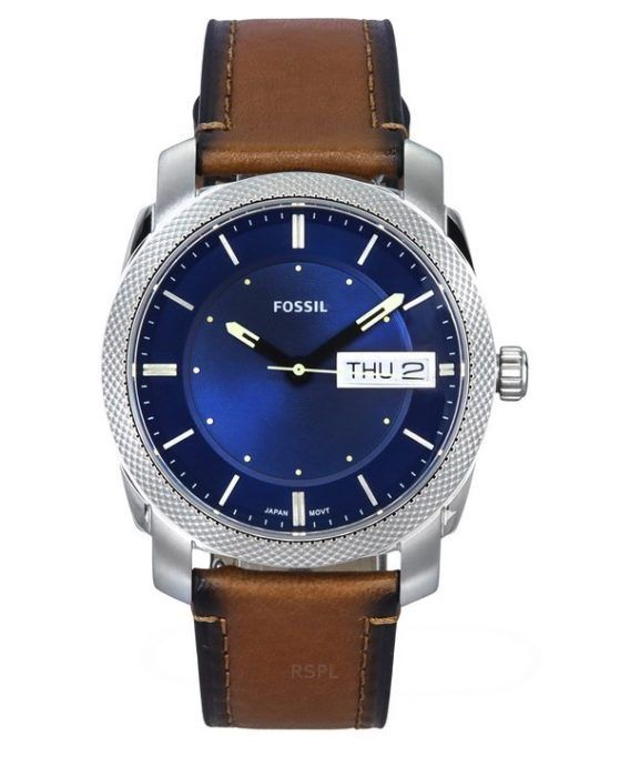 Fossil maskine Brun læderrem Blue Dial Quartz FS5920 Herreur