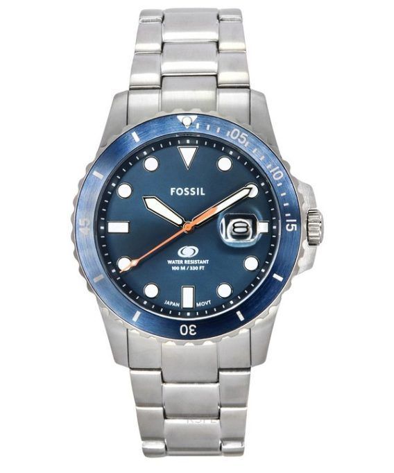 Fossil Blue Dive rustfrit stål Blue Dial Quartz FS6050 100M herreur