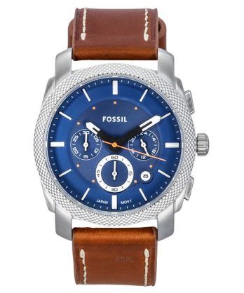 Fossil Machine Chronograph Læderrem Blue Dial Quartz FS6059 herreur