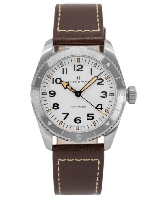 Hamilton Khaki Field Expedition læderrem White Dial Automatisk H70225510 100M herreur