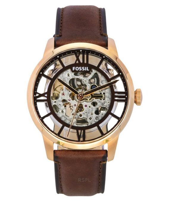 Fossil Townsman Læderrem Brun Skeleton Dial Automatisk ME3259 herreur