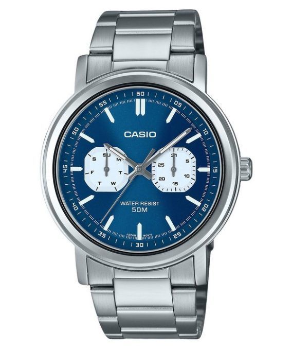 Casio standard analog rustfrit stål blå skive kvarts MTP-E335D-2E1V herreur