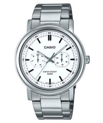 Casio Standard Analog rustfrit stål hvid skive Quartz MTP-E335D-7EV herreur