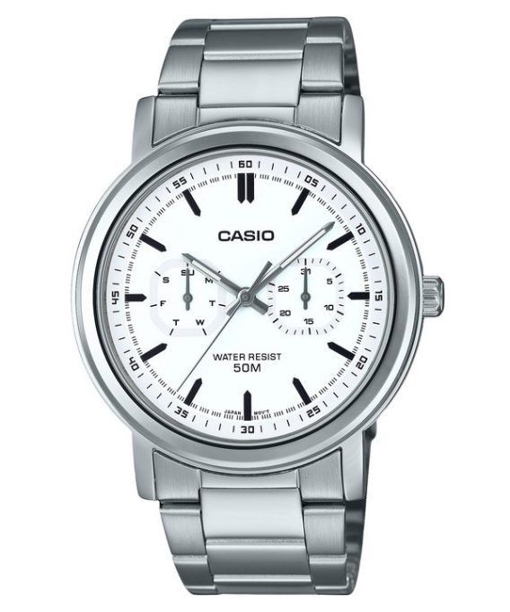 Casio Standard Analog rustfrit stål hvid skive Quartz MTP-E335D-7EV herreur