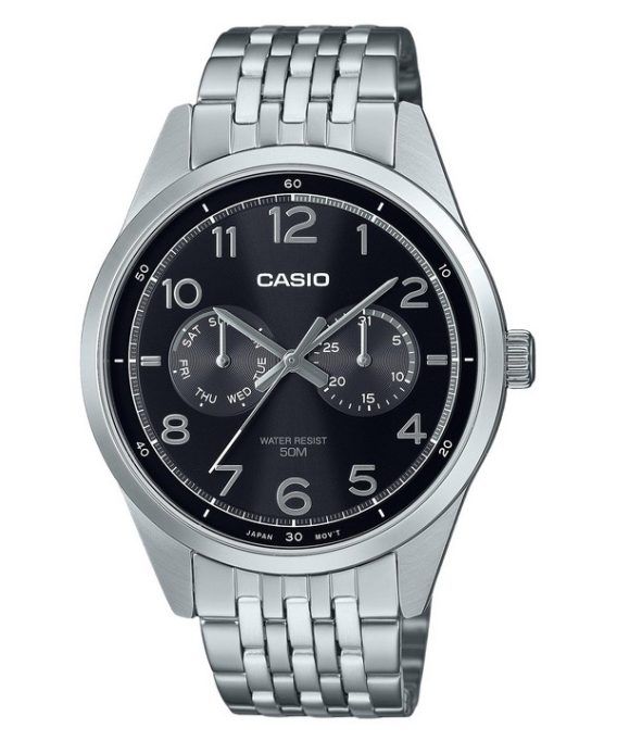 Casio Standard Analog Rustfrit Stål Sort Urskive Quartz MTP-E340D-1AV herreur