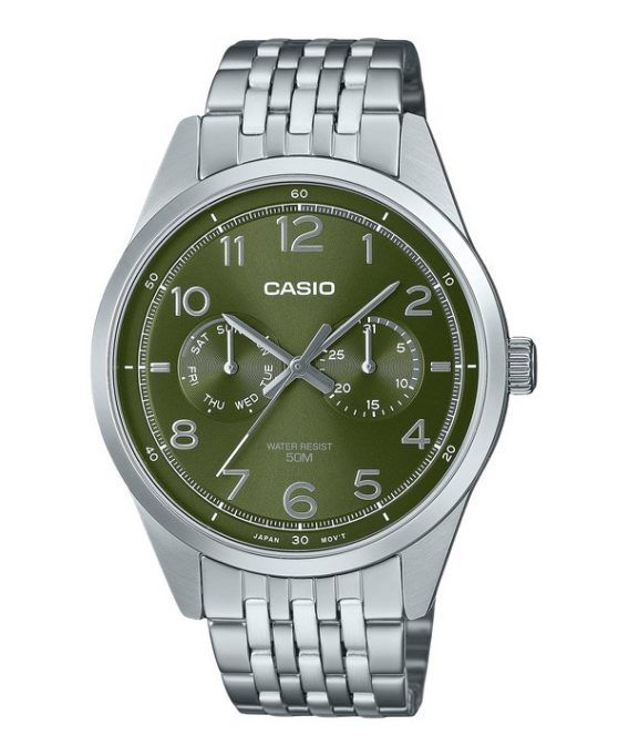 Casio Standard Analog rustfrit stål Grøn skive Quartz MTP-E340D-3AV herreur