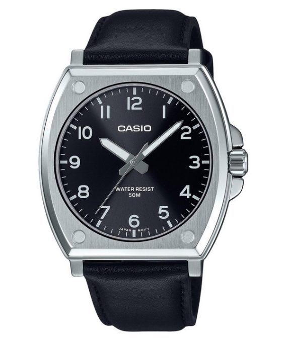 Casio Standard Analog Læderrem Sort Urskive Quartz MTP-E730L-1AV herreur