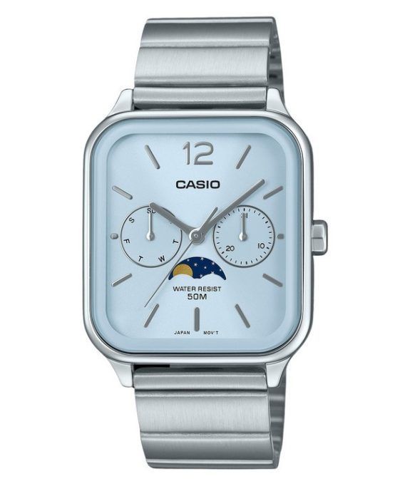 Casio Standard Analog Månefase rustfrit stål Baby Blue Dial Quartz MTP-M305D-2AV herreur