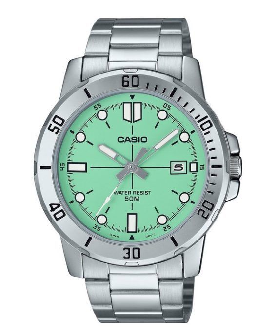 Casio Standard Analog rustfrit stål Mintgrøn skive Quartz MTP-VD01D-3E1V herreur