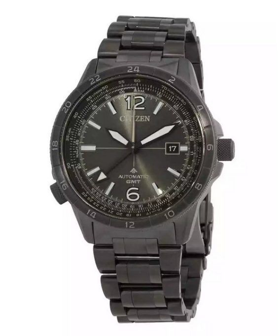 Citizen Promaster Air GMT rustfrit stål sort skive automatisk dykkers NB6045-51H 200M herreur