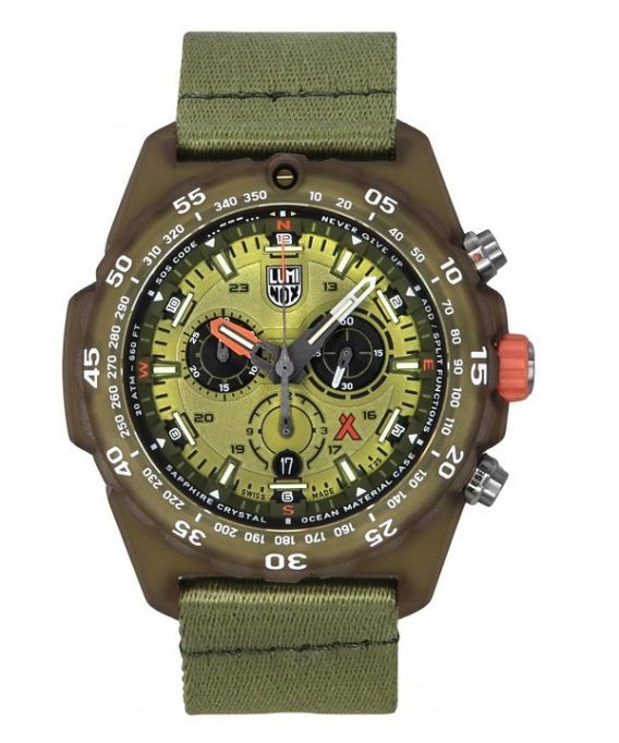 Luminox Bear Grylls Survival ECO Master Chronograph Green Dial Quartz Diver&#39,s XB.3757.ECO 200M herreur