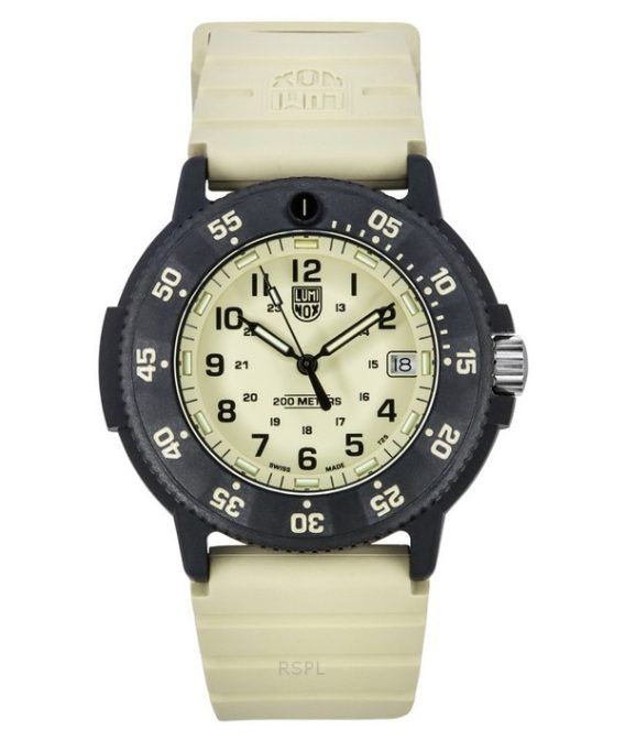 Luminox Original Navy Seal EVO gummirem Beige Urskive Quartz Diver&#39,s XS.3010.EVO.S 200M herreur