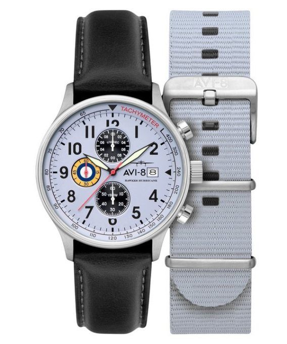 AVI-8 Hawker Hurricane Classic Chronograph Grey Dial Quartz AV-4011-0V herreur med ekstra rem