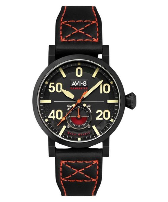 AVI-8 Dambuster Chadwick Meca-Quartz Coal Black Læderrem Black Dial AV-4113-03 Herreur