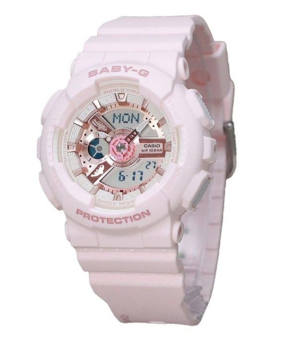 Casio Baby-G Analog Digital Aqua Planet Collaboration Pink Biobaseret Resin Quartz BA-110AQ-4A 200M dameur