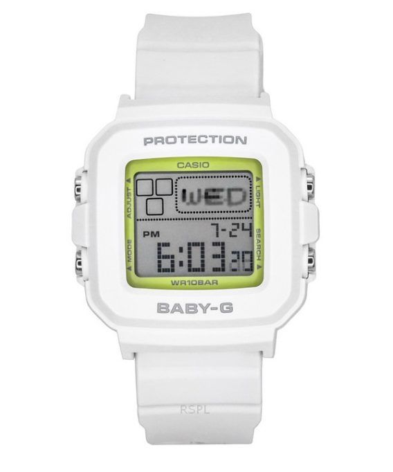 Casio Baby-G Plus Digital 30-års jubilæumsrem med hvid resin Quartz BGD-10K-7 100M dameur med speciel holder