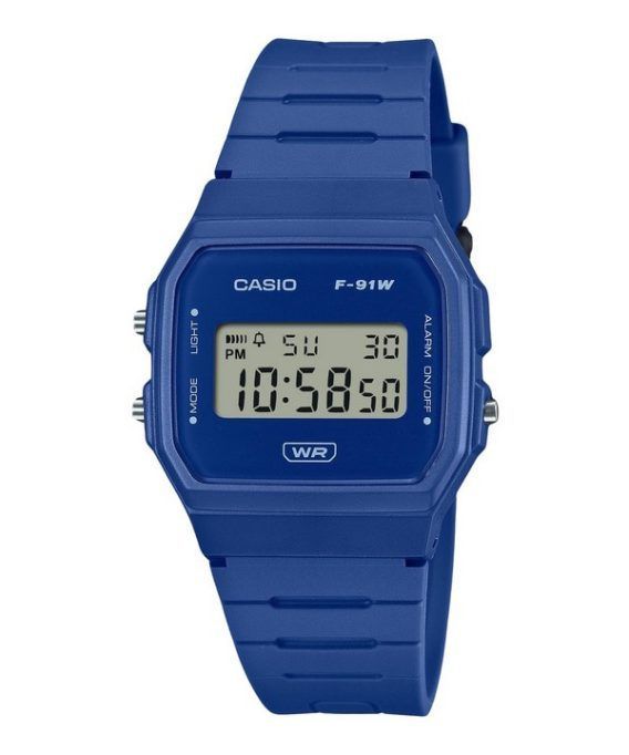 Casio POP digital blå biobaseret harpiksrem Quartz F-91WB-2A1 unisex ur