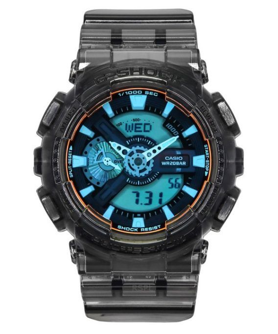 Casio G-Shock Analog Digital Transparent Sort Harpiksrem Flerfarvet Urskive Quartz GA-110TLS-8A 200M herreur