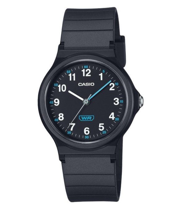 Casio Pop analog sort biobaseret harpiksrem med sort urskive Quartz LQ-24B-1B dameur