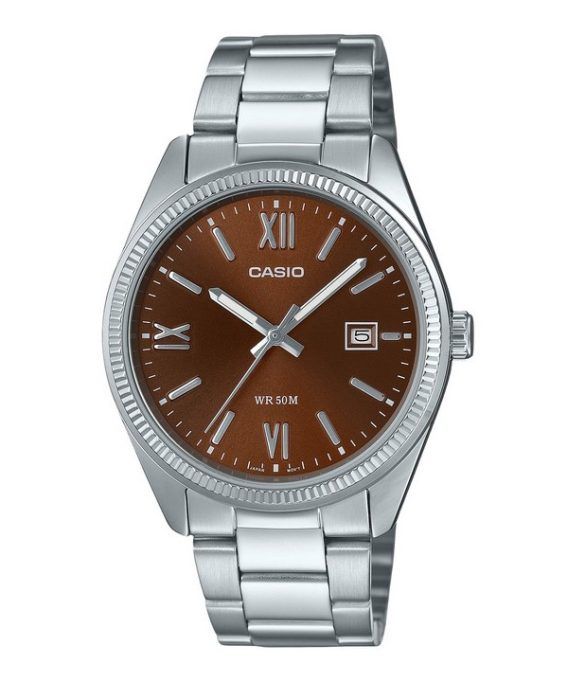 Casio Standard Analog Ion Belagt rustfrit stål Brun Urskive Quartz MTP-1302DD-5AV herreur